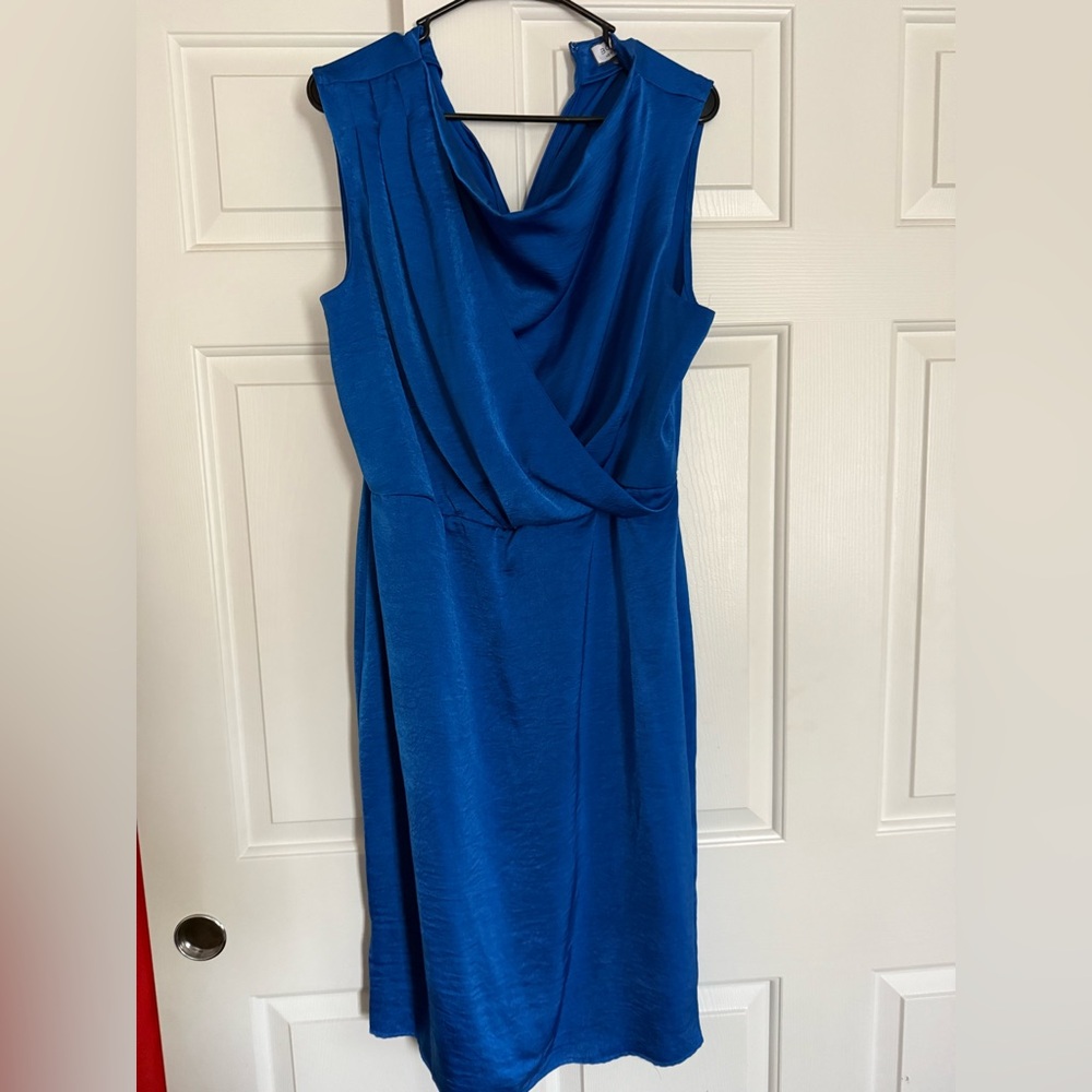 BCBG Royal Blue Draped Midi Dress